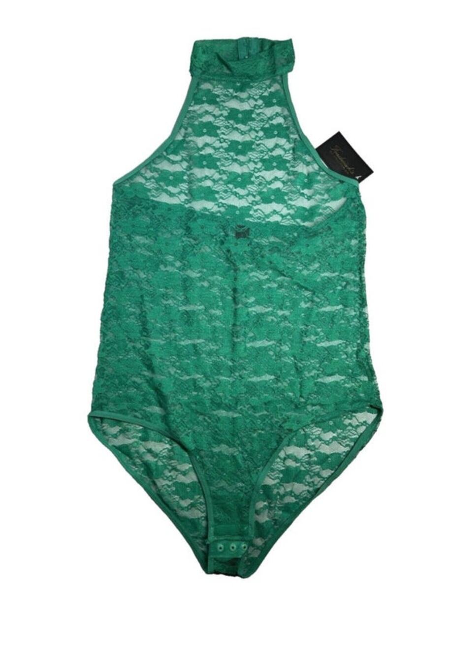 Frederick's of Hollywood Margarita Green Lace Halter Bodysuit - M